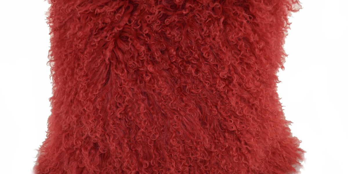 Red mongolian fashion fur pillow