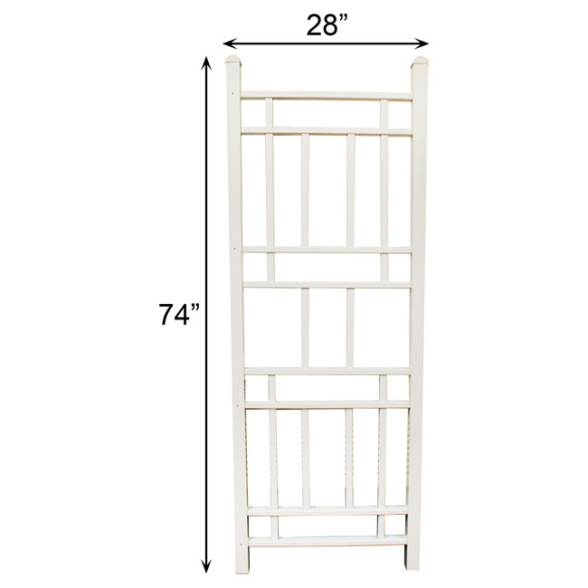 Our Pristine White Geometric Vinyl Trellis will bring bold and decorative style into your garden and support your vines and climbing plants. Made in the USA, this sturdy trellis features an angular interior pattern, perfect for creating intricate designs with vines or climbing plants. The rectangles within the trellis create a sturdy frame for any design you wish to create