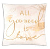 All You Need Is Love, Embellished Ivory Velvet with Gold Word Throw Pillow - inthegardenandmore.com