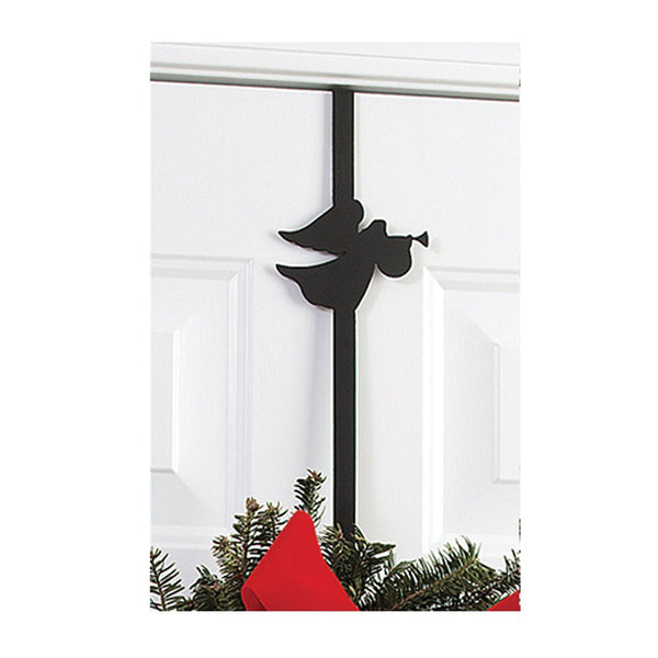 Angel Blowing Trumpet Wrought Iron Wreath Holder - inthegardenandmore.com