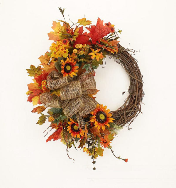 Autumn and Burlap Fall Front Door Wreath (23 inch) - inthegardenandmore.com