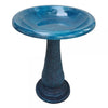 Azure Blue Fiber Clay Birdbath Set - inthegardenandmore.com