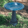 Azure Blue Fiber Clay Birdbath Set - inthegardenandmore.com