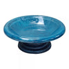 Azure Blue Gloss Tabletop Fiber Clay Birdbath - inthegardenandmore.com