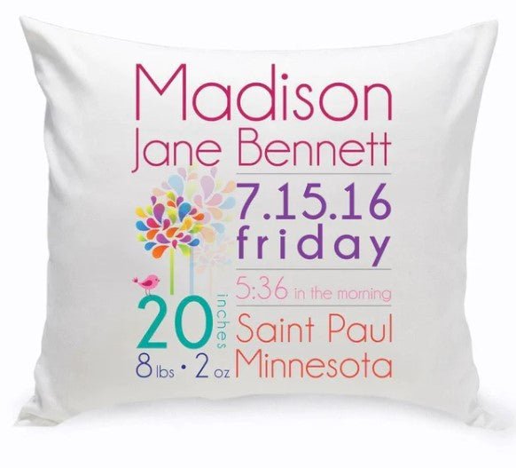 Baby Boy Birth Announcement Personalized Throw Pillow - inthegardenandmore.com