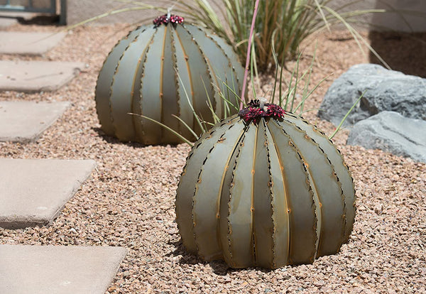 Barrel Cactus Metal Tiki Torch Yard Art Sculpture - inthegardenandmore.com