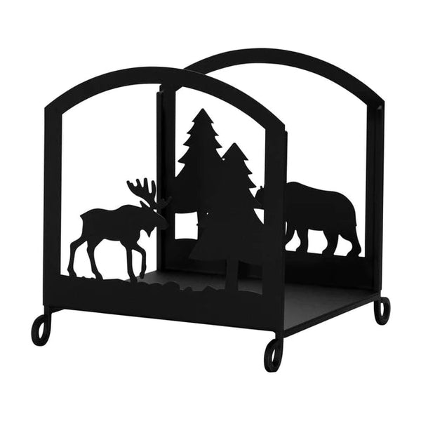 Bear and Moose Wrought Iron Wood Storage Rack - inthegardenandmore.com