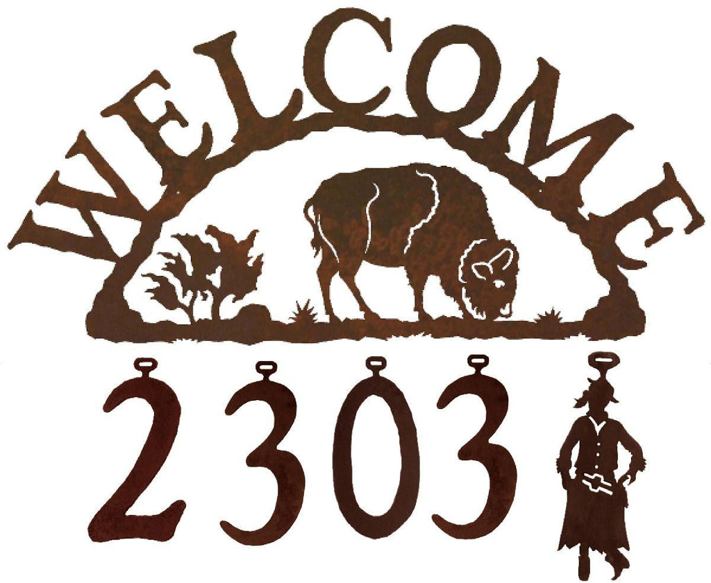 Bear Handcrafted Metal Welcome Address Sign - inthegardenandmore.com