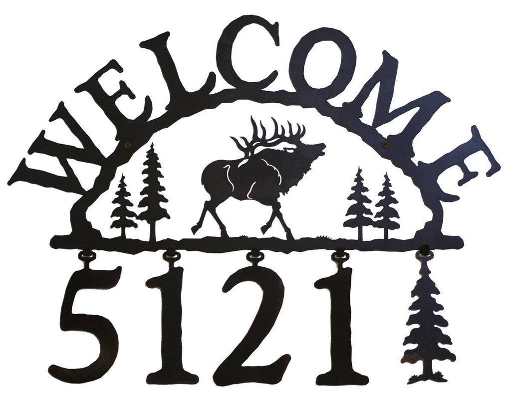 Bear Handcrafted Metal Welcome Address Sign - inthegardenandmore.com