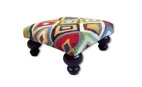 Bedazzled Diamonds Handcrafted Hooked Wool Footstool - inthegardenandmore.com