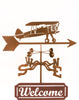 Bi - Wing Airplane Rain Gauge Weathervane and Welcome Sign - inthegardenandmore.com