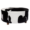 Black and White Cloudy Mid Century Cowhide Ottoman - inthegardenandmore.com