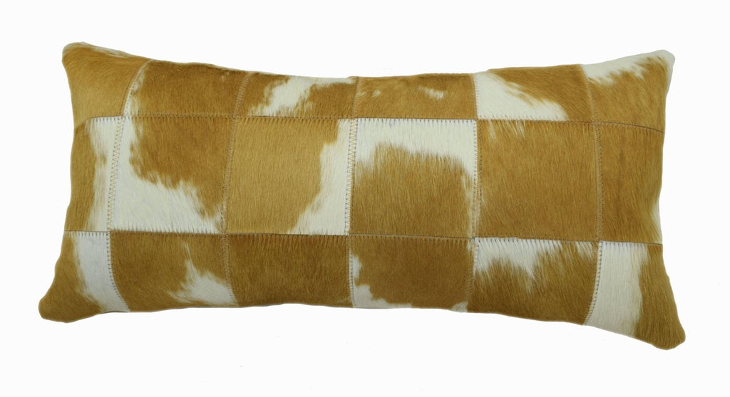 Black and White Salt and Pepper Cowhide Patchwork Lumbar Pillow (24”x12”) - inthegardenandmore.com