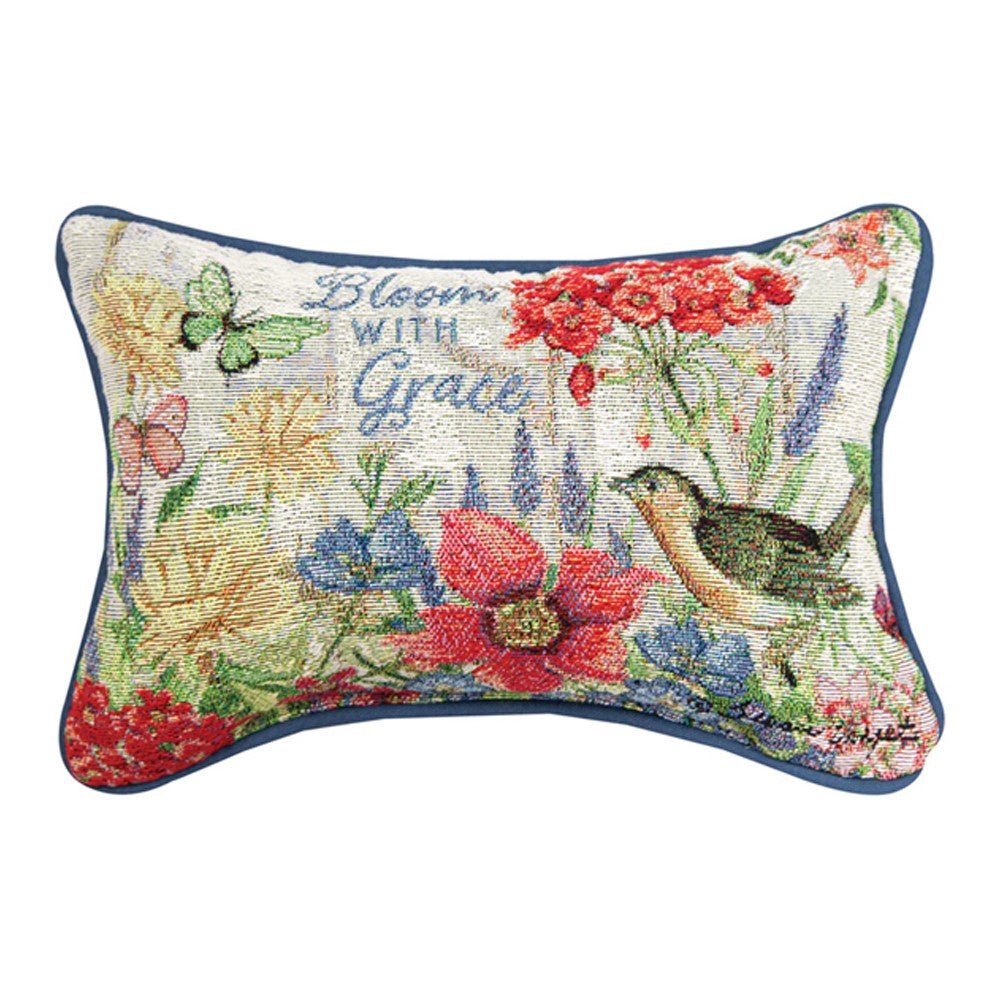 Bloom With Grace Flowers and Birds Indoor Accent Pillows (set of 2) - inthegardenandmore.com