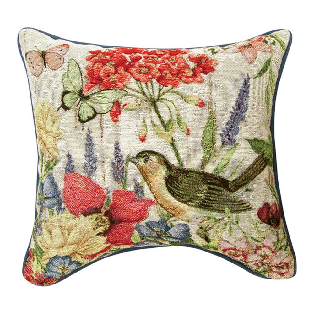 Bloom With Grace Flowers and Birds Indoor Accent Pillows (set of 2) - inthegardenandmore.com