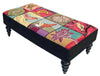 Blooming Birds Handcrafted Hooked Wool Footstool - inthegardenandmore.com