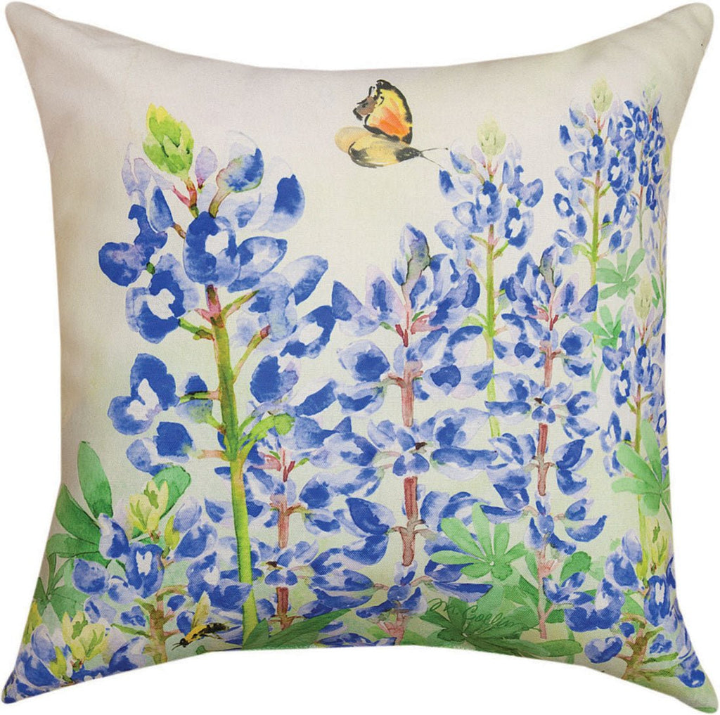 Blooming Blue Bonnets Indoor/Outdoor Pillows, 18” (Set of 2) - inthegardenandmore.com