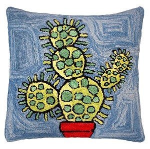 Blooming Cactus 20” Hand Hooked Wool Pillow - inthegardenandmore.com