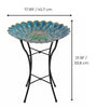 Blooming Peacock Mosaic Glass Birdbath with Solar LED Lights - inthegardenandmore.com