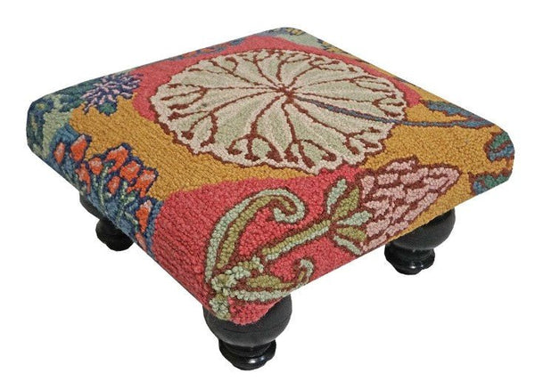 Blooms in the Wild Handcrafted Hooked Wool Bench - inthegardenandmore.com