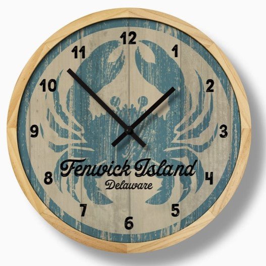 Blue Crab Rustic Casual Wall Clock - customizable - inthegardenandmore.com