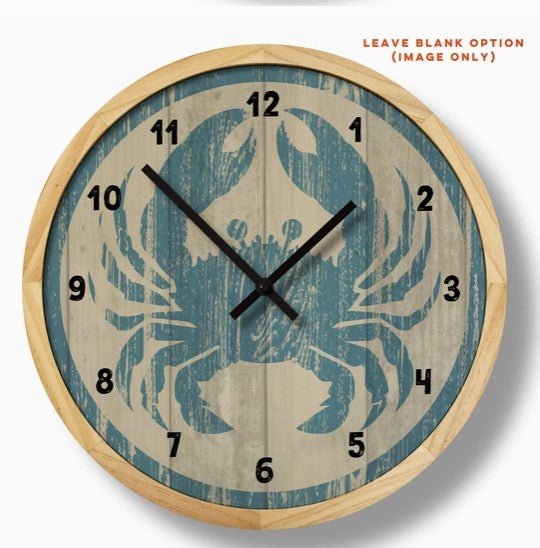 Blue Crab Rustic Casual Wall Clock - customizable - inthegardenandmore.com