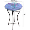 Blue Hues Mosaic Glass Birdbath with Black Metal Stand - inthegardenandmore.com