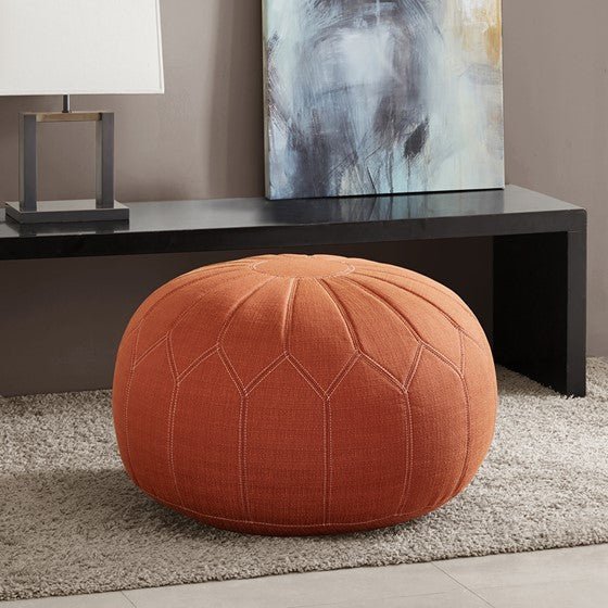 Blue Oversized Round Ottoman Pouf - inthegardenandmore.com