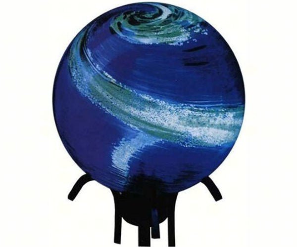 Blue Swirl Glow in the Dark Glass Gazing Globe - 10” - inthegardenandmore.com