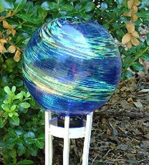 Blue Swirl Glow in the Dark Glass Gazing Globe - 10” - inthegardenandmore.com