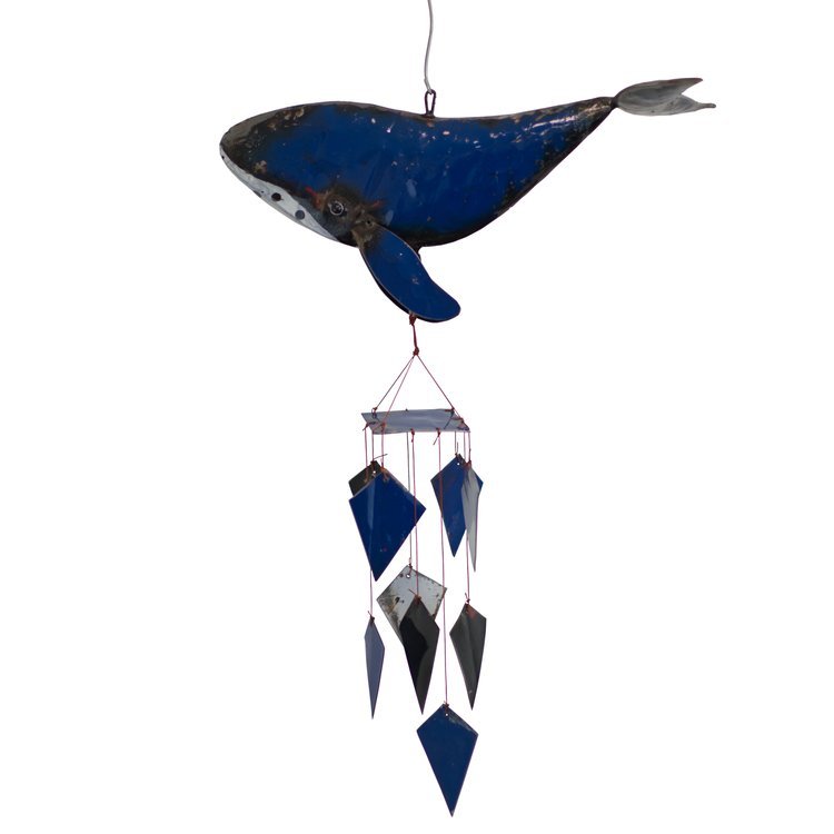 Blue Whale Repurposed Metal Wind Chime - inthegardenandmore.com