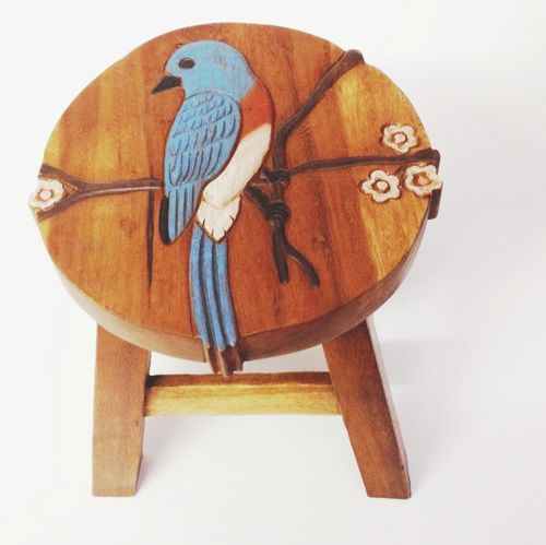 Bluebird Handcrafted Wood Stool Footstool - inthegardenandmore.com