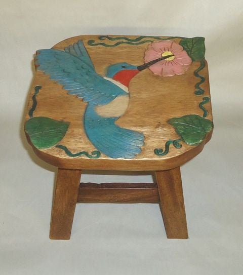 Bluebird Handcrafted Wood Stool Footstool - inthegardenandmore.com