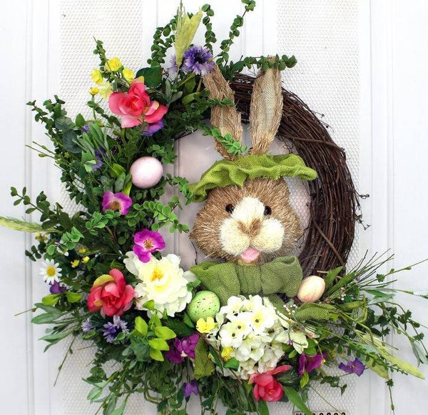 Bowtie Bunny Front Door Wreath - 23” - inthegardenandmore.com