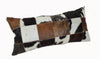 Brown and White Cloudy Cowhide Patchwork Lumbar Pillow (24”x12”) - inthegardenandmore.com