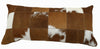 Brown and White Cloudy Cowhide Patchwork Lumbar Pillow (24”x12”) - inthegardenandmore.com