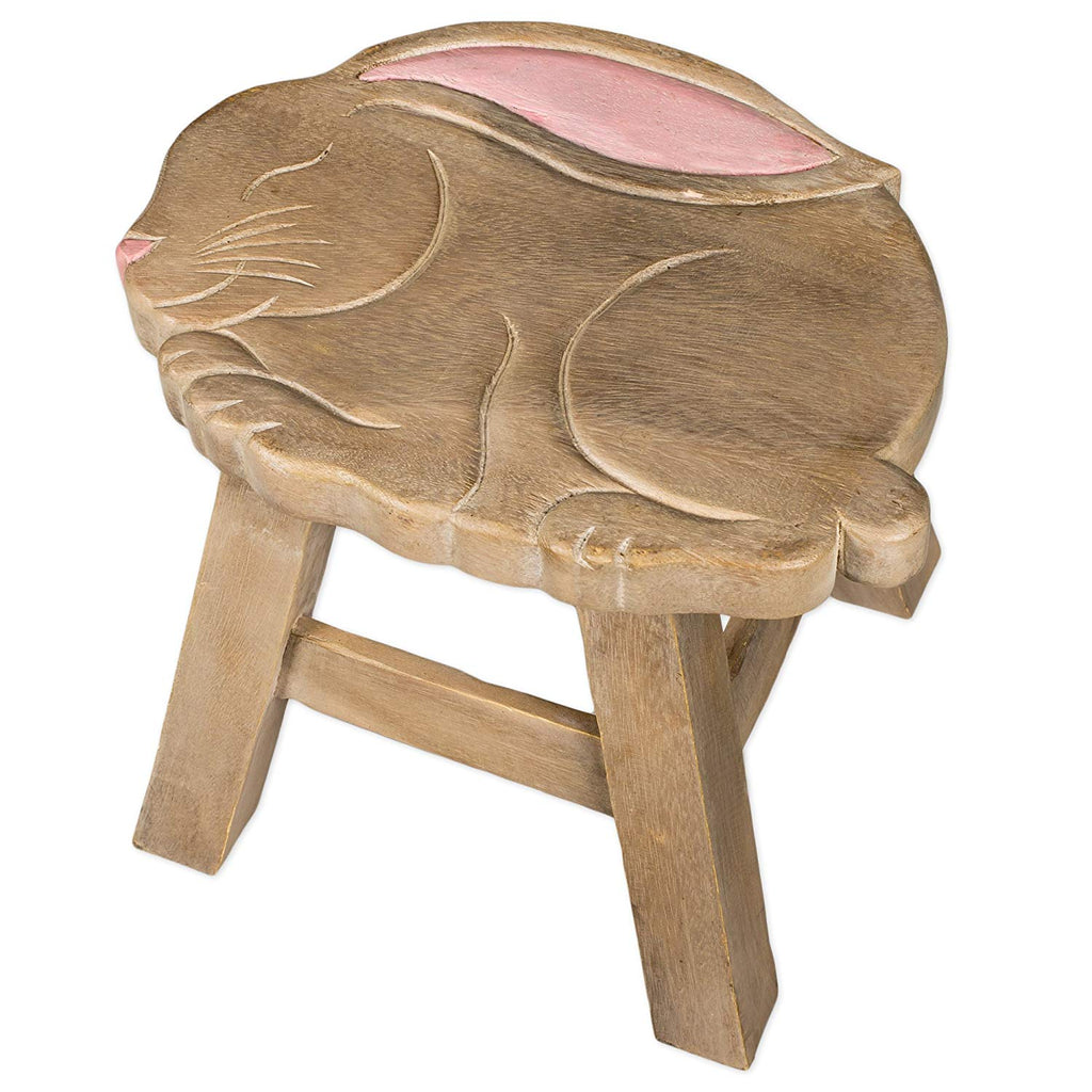 Bunny Rabbit Handcrafted Wood Stool Footstool - inthegardenandmore.com