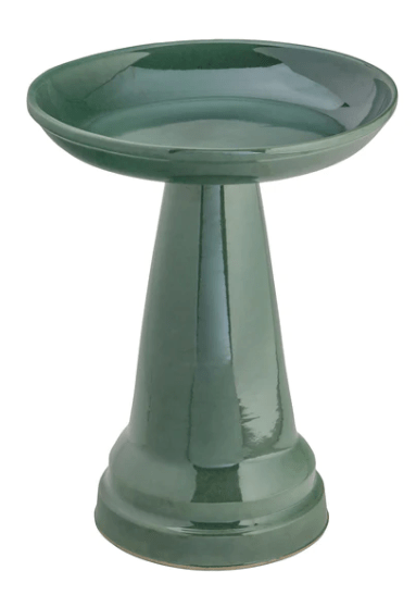 Burgundy High Gloss Glazed Clay Birdbath - inthegardenandmore.com