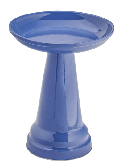 Burgundy High Gloss Glazed Clay Birdbath - inthegardenandmore.com