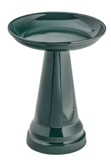 Burgundy High Gloss Glazed Clay Birdbath - inthegardenandmore.com