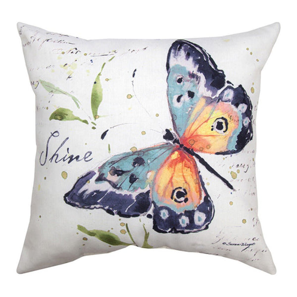 Butterfly Shine and Bloom Reversible Indoor Outdoor Word Pillows – 18” - inthegardenandmore.com