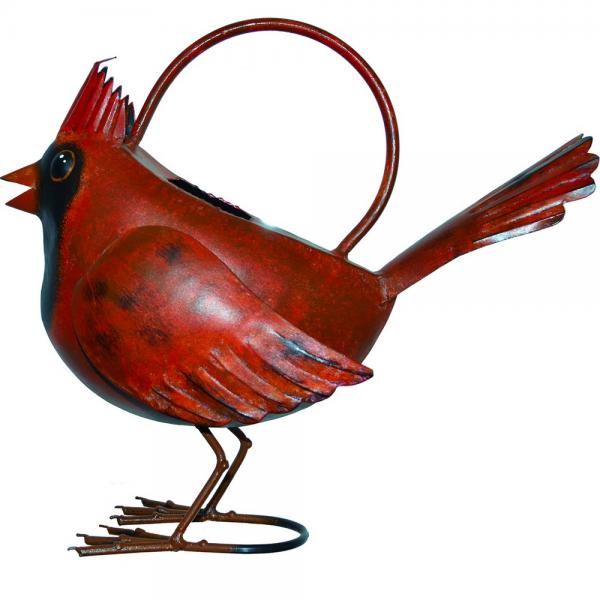 Uniquely handcrafted by skilled artisans from recycled metal, this red cardinal watering can is a functional work of art that is fun and suitable for outdoor and indoor use