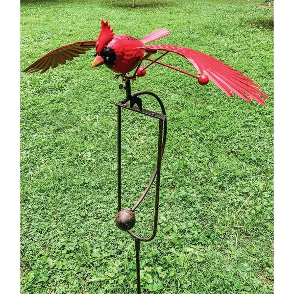 Cardinal Rocking and Flying Garden Stake Statuary - inthegardenandmore.com