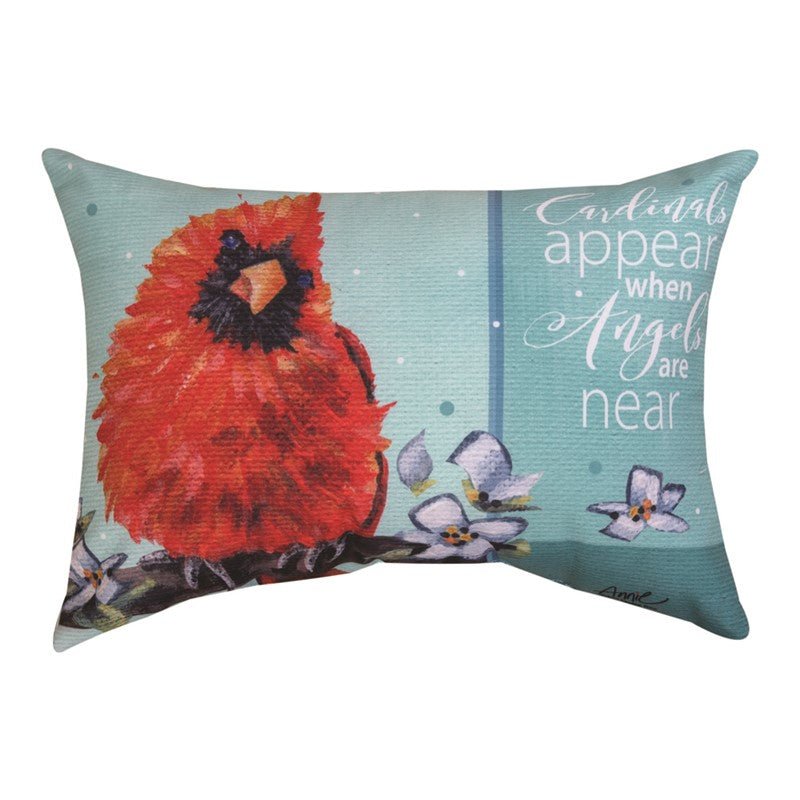 Cardinals Appear When Angels Are Near Reversible Indoor Outdoor Throw Pillow (18”x13”) - inthegardenandmore.com