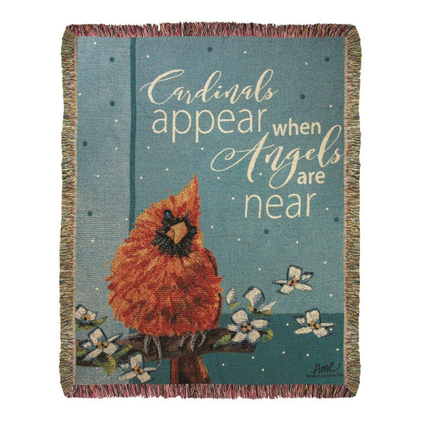 Cardinals Appear When Angels Are Near Tapestry Throw - inthegardenandmore.com