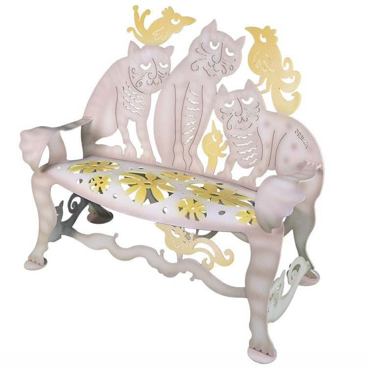 Cats Indoor Outdoor Metal Bench Sculpture - inthegardenandmore.com