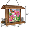 Cedar and Stained Glass Combination Hopper Feeder and Suet Feeder - inthegardenandmore.com