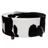 Champagne Mid Century Cowhide Ottoman - 39" Round - inthegardenandmore.com