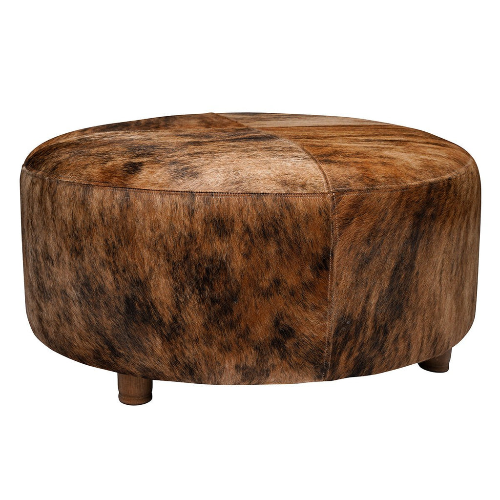 Champagne Mid Century Cowhide Ottoman - inthegardenandmore.com