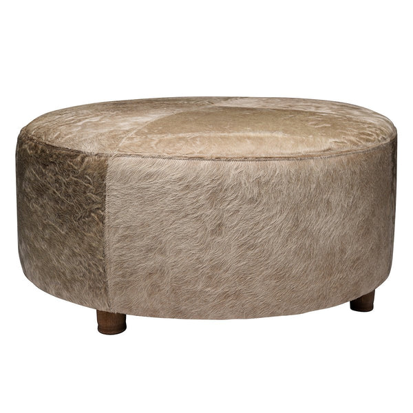 Champagne Mid Century Cowhide Ottoman - inthegardenandmore.com